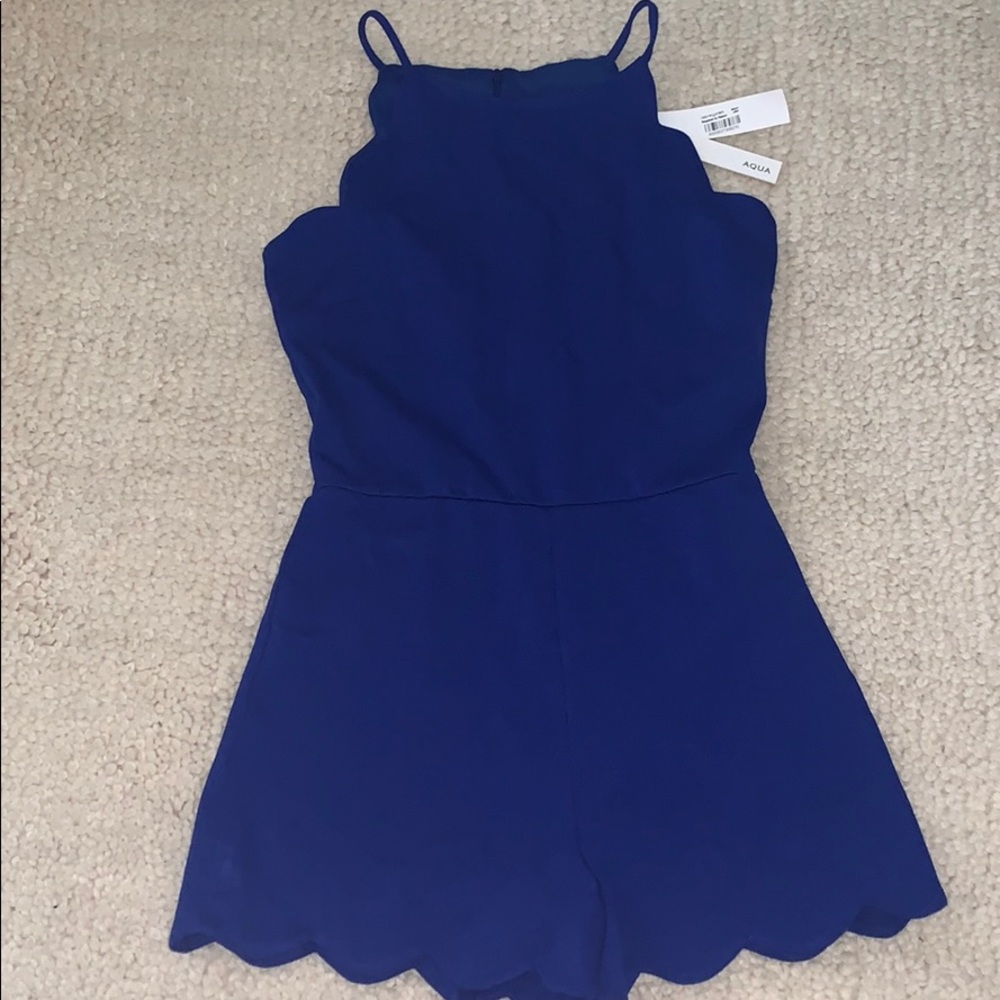 Royal blue romper with scalloped edges by Aqua